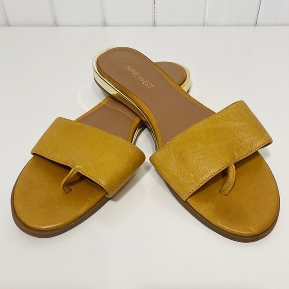 Nine West Xandose Yellow Leather Slide Sandal Size 8.5M - Picture 16 of 16
